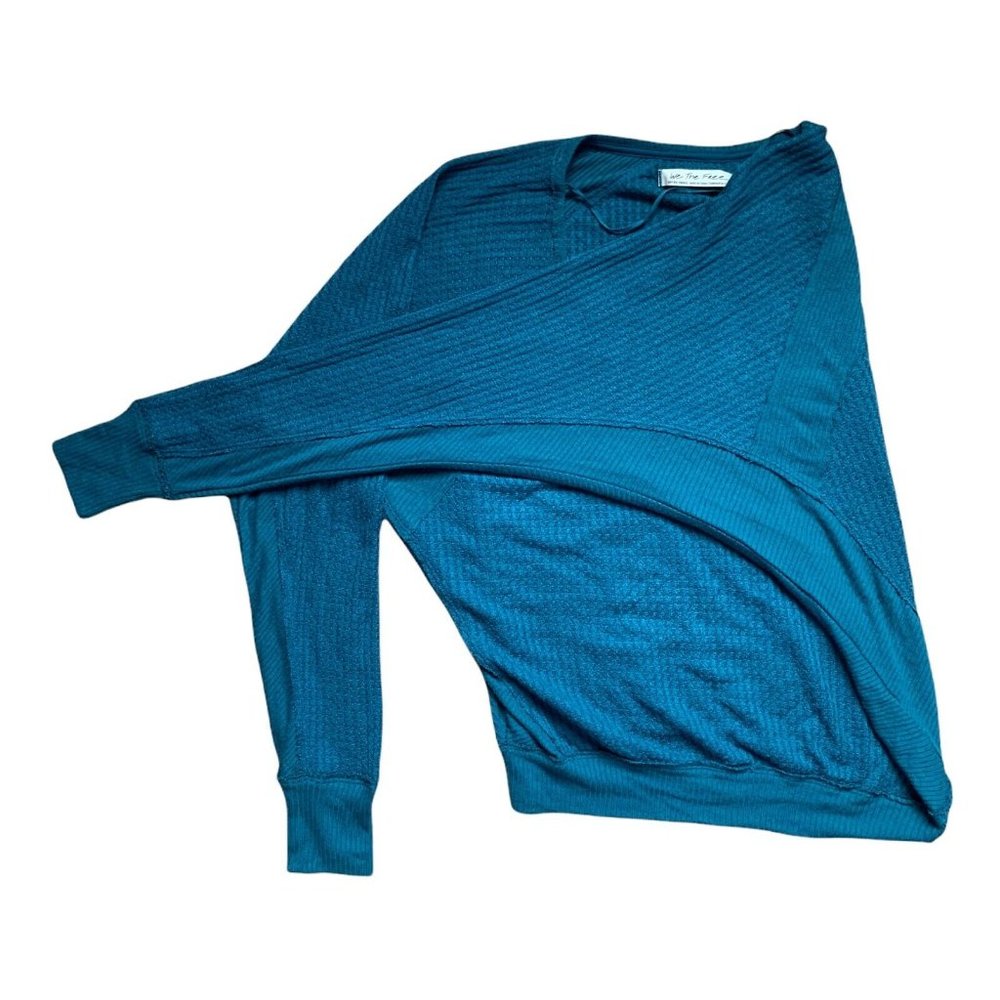 Free People Palace Teal Santa Clara Thermal Top Size V-Neck Medium - Picture 9 of 11